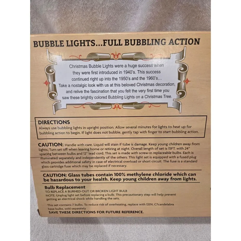 Kurt Adler Classic 7 Bubble Light Set Vintage Style Christmas Tree Decor